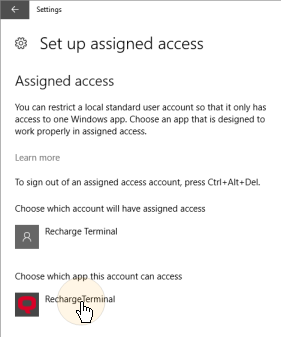 Choose which app the account can access