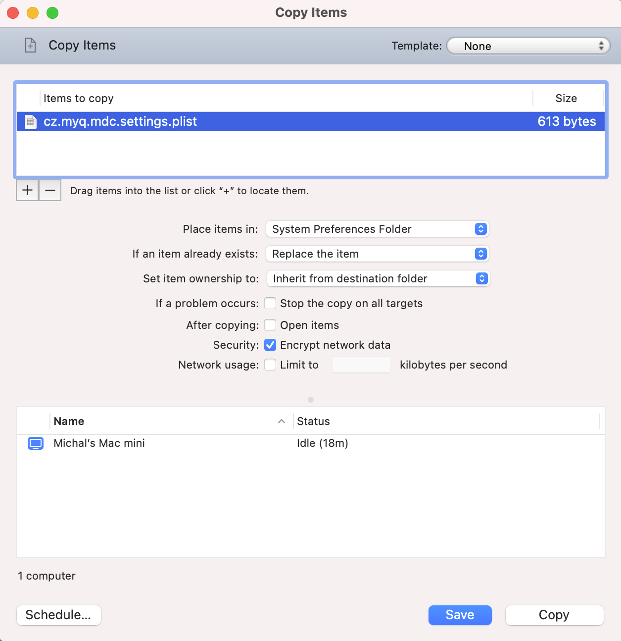 Deploying the setting file to multiple workstations