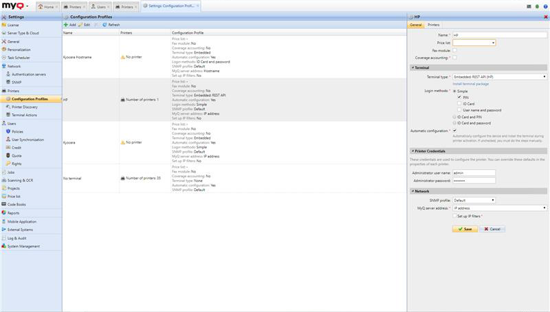 Configuration Profile settings