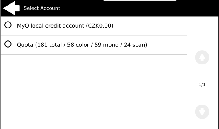 Cost center selection on the terminal