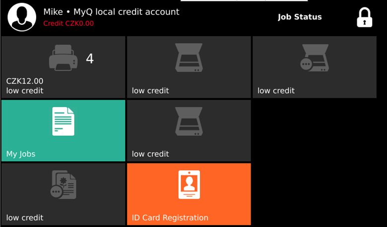 Top menu with insufficient credit