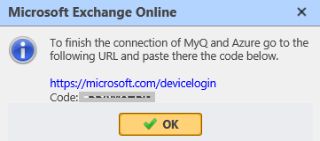 Microsoft Exchange Online code pop-up