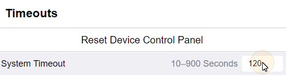 System timeout setting on the EIP 3.7 web UI