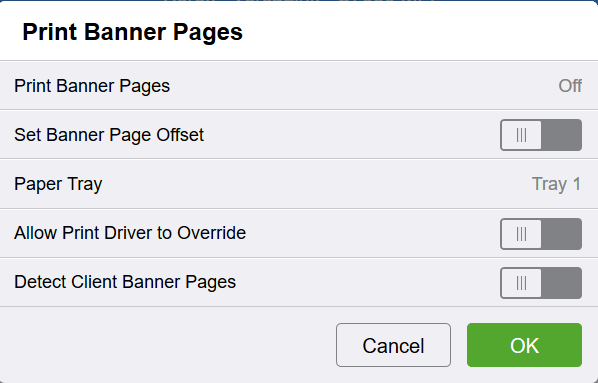 Print banner pages settings on the EIP 3.7 web UI