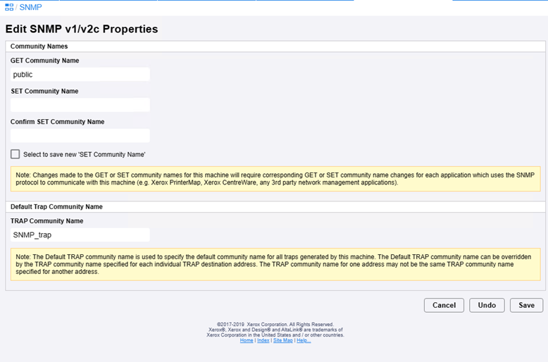 SNMP properties