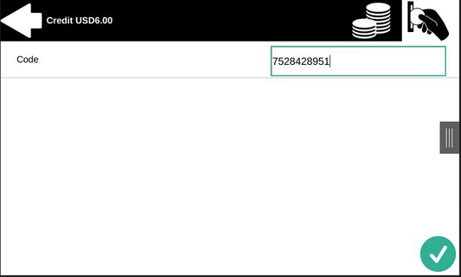 Recharging credit on the terminal