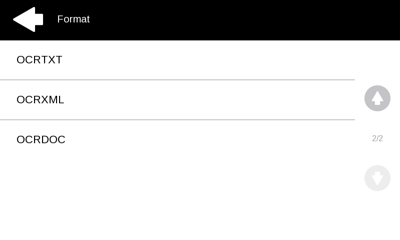 OCR format options on the terminal