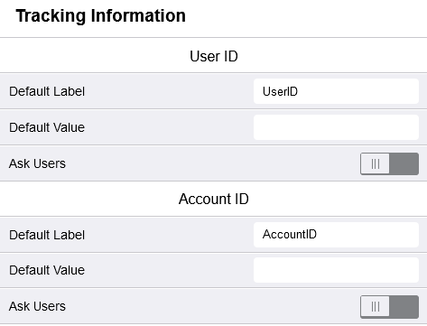 Tracking information settings on the EIP 3.7 web UI