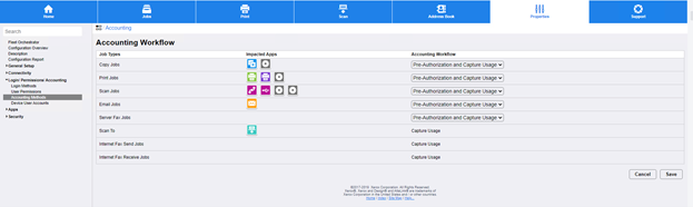 Accounting workflow settings on the EIP 4.0 web UI