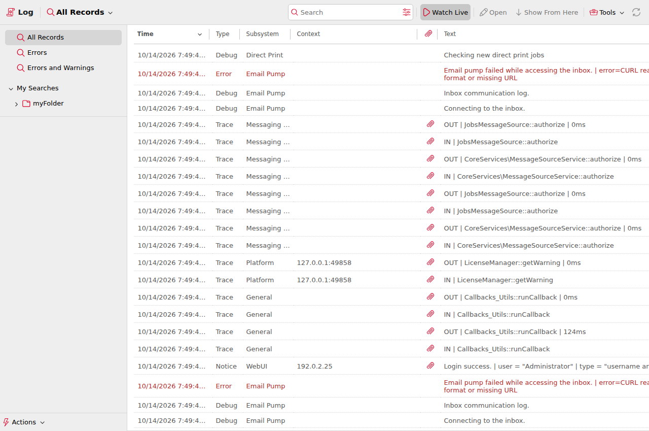 Journal MyQ | MyQ X Server (Print Server) | MyQ X Help Center
