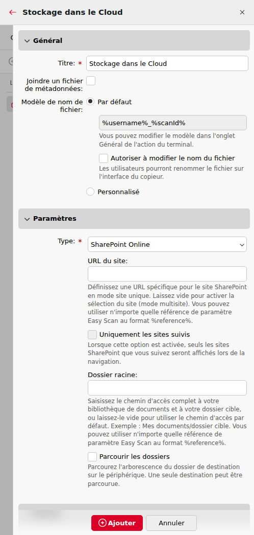 Point Terminals Document Numérisation vers SharePoint Online | MyQ X Server (Print Server) | MyQ ...