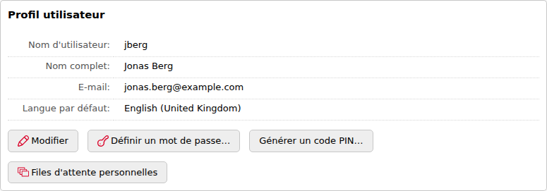Widget de profil utilisateur