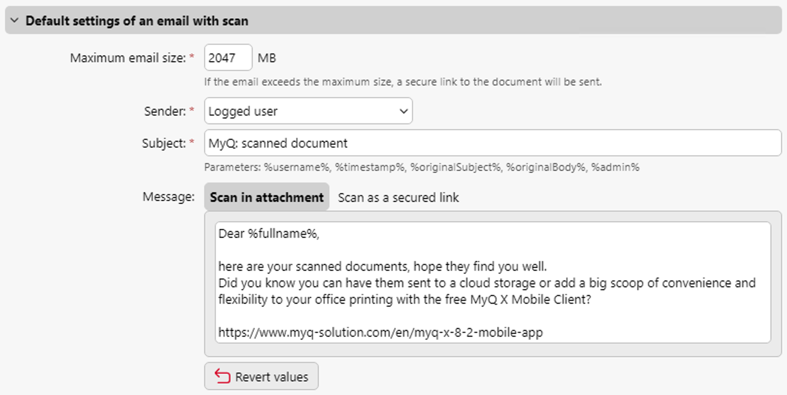 MyQ - e-mails avec numérisation