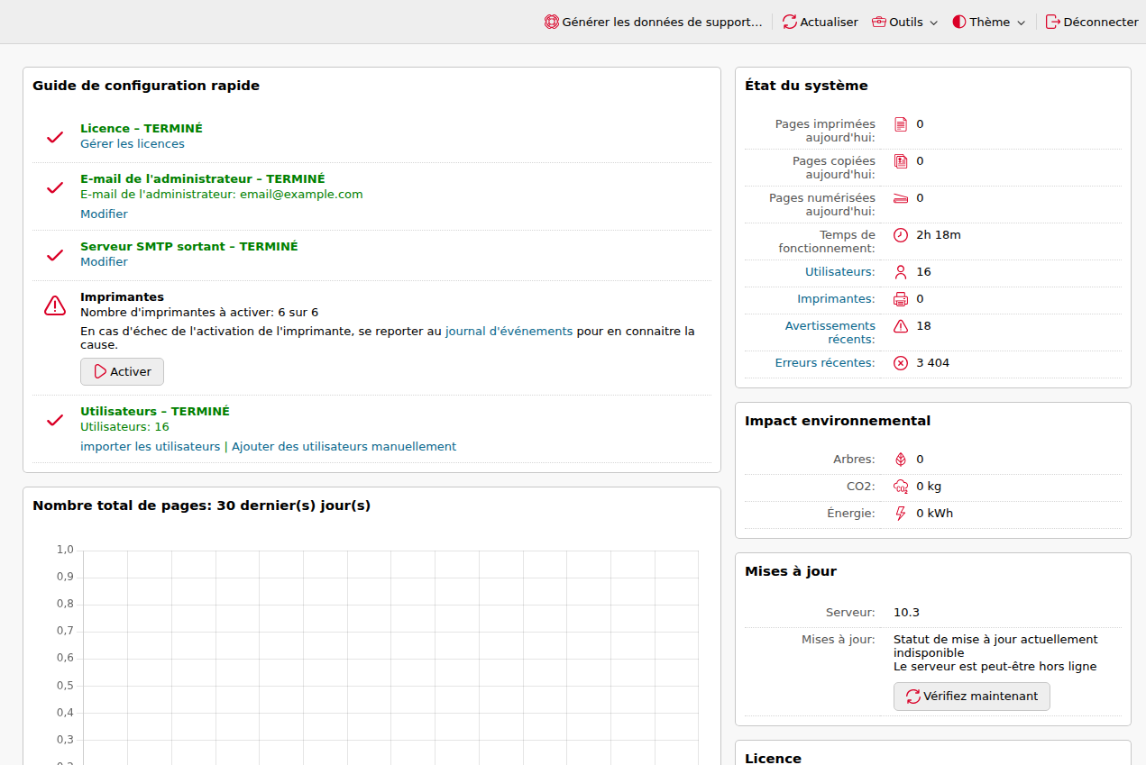 Tableau de bord d’accueil | MyQ X Server (Print Server) | MyQ X Help Center