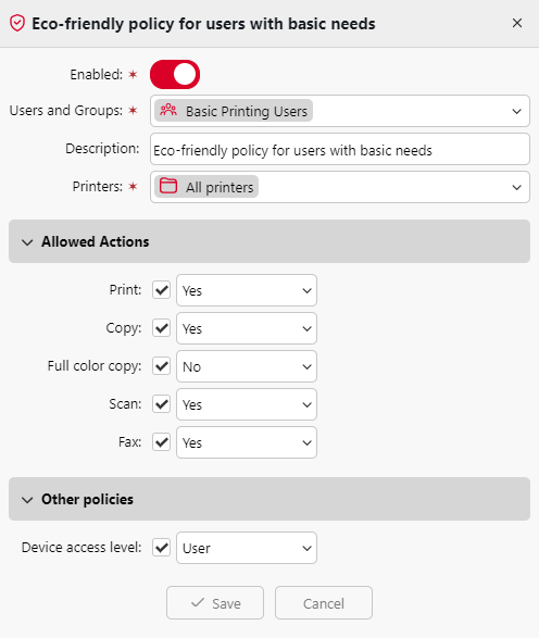 Printer Policy