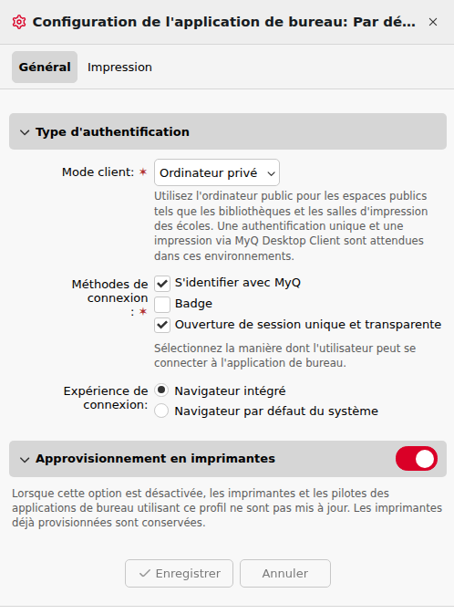 Configuration du Client Desktop avec SSO transparent
