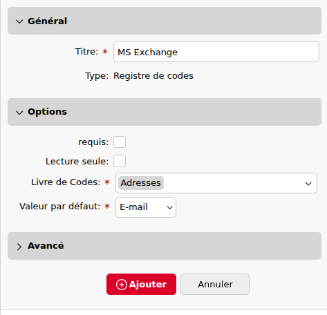 Configuration des livres de codes MS Exchange sur un profil de numérisation MyQ