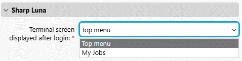 Vendor-specific options that are installed on Print Server with the Sharp Luna package.