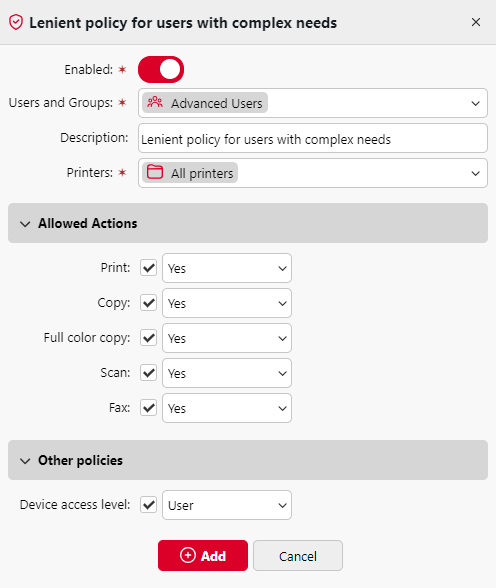 Printer Policy