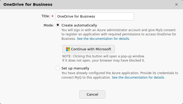 OneDrive for Business - Create automatically option