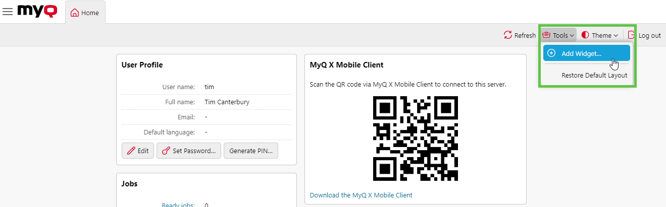 Adding a widget